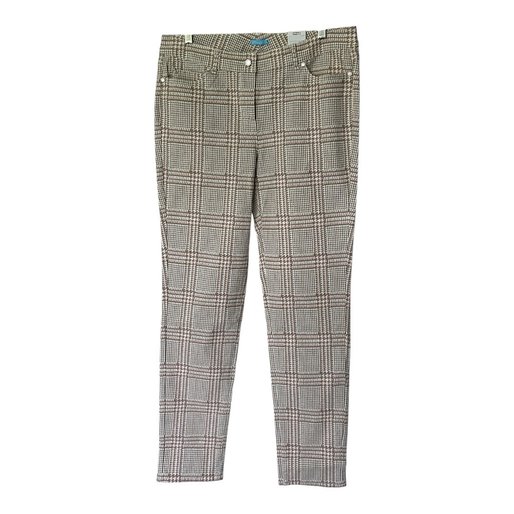 NWT J McLaughlin Lexi Jean Knit Hilltop Plaid Khaki Pink $178. 4 Way Stretch 12 - Picture 4 of 9
